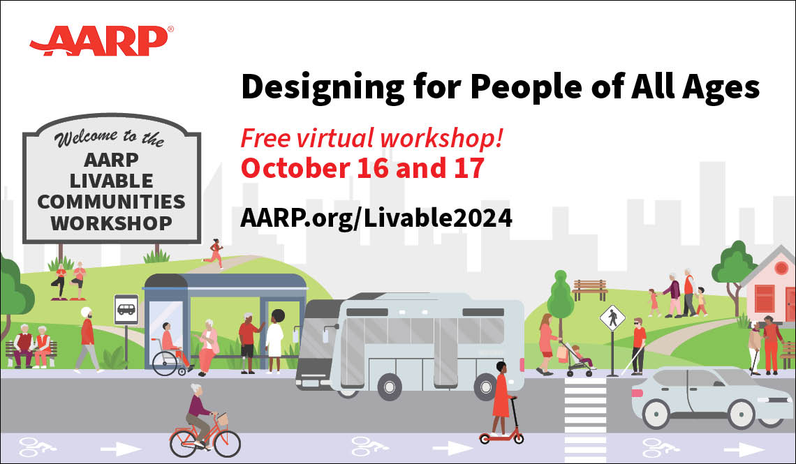 Illustration promoting the AARP Livable Communities Workshop Designing for People of All Ages